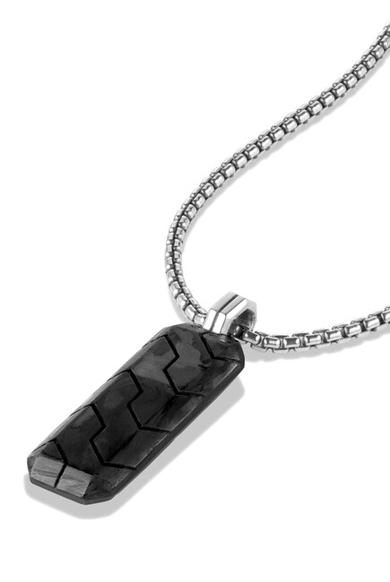 Forged Carbon And Sterling Silver Tag